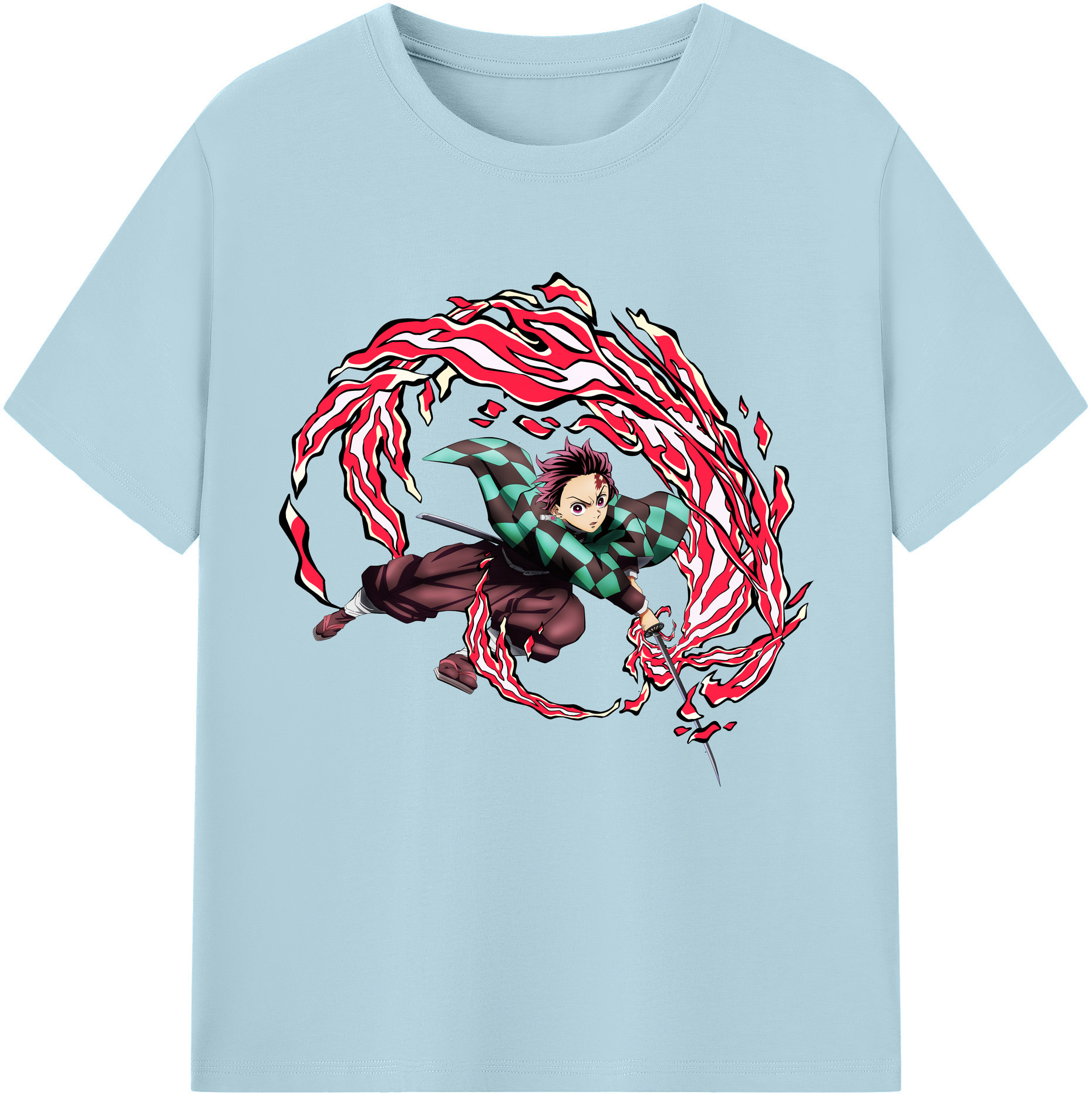 （画像用） 鬼滅の刃 竈門 炭治郎／かまど たんじろう Kamado Tanjirou 綿100％半袖Tシャツ（フロントプリント）